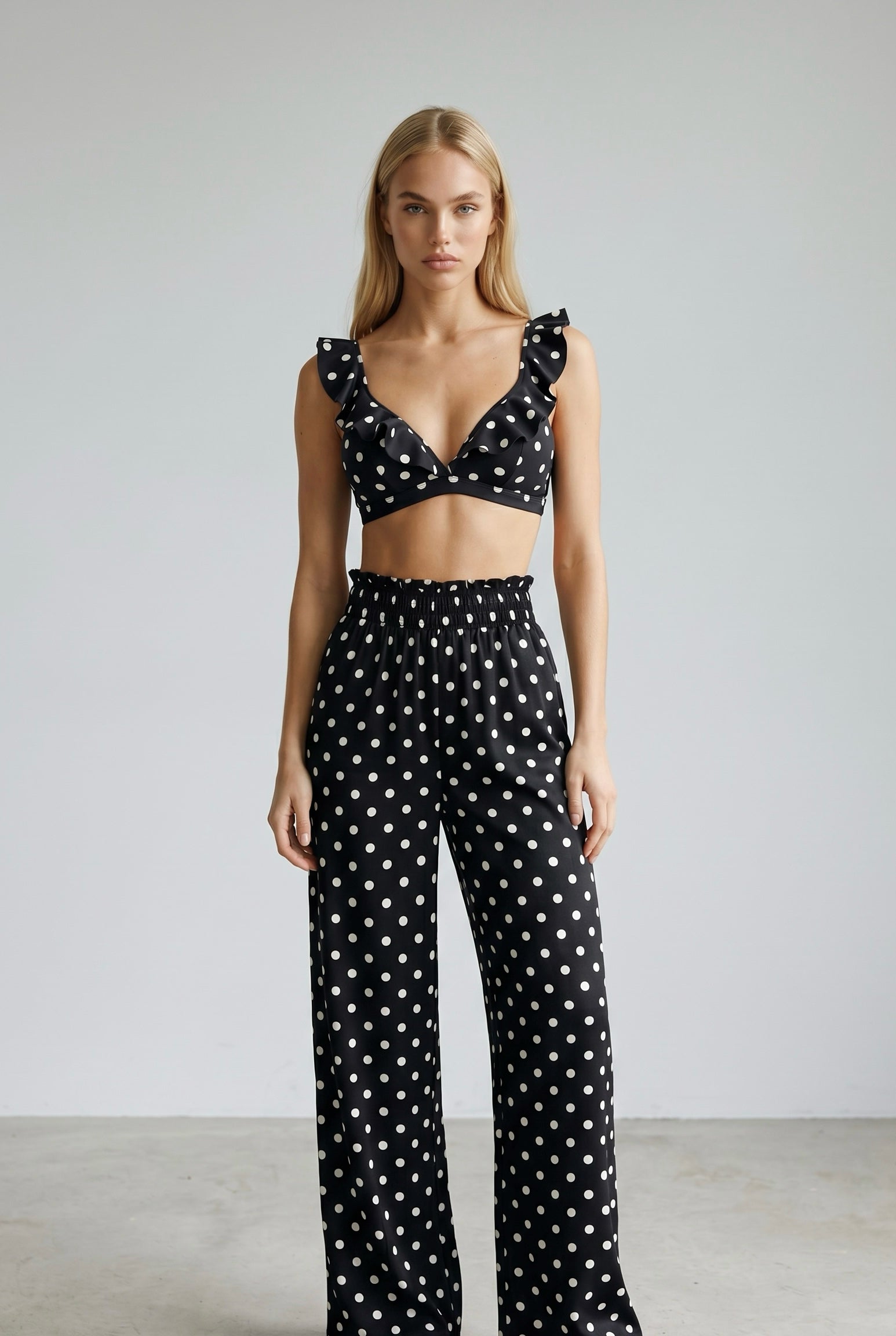 Polka Dots Top with Ruffles
