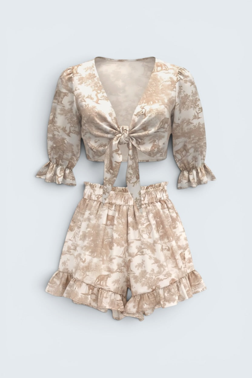 Set J’ADORE Grey x Shorts Ruffles